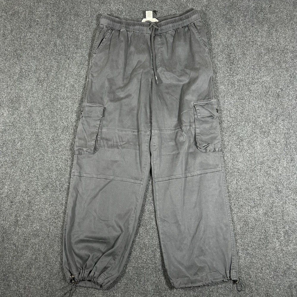 C&C California Women's Large Gray Cargo Pants Elastic Waist #3467